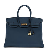 Hermes Birkin 35 Bleu De Prusse Togo Gold Hardware