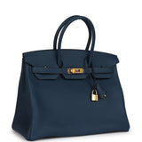 Hermes Birkin 35 Bleu De Prusse Togo Gold Hardware