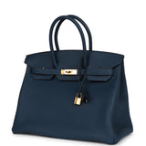 Hermes Birkin 35 Bleu De Prusse Togo Gold Hardware