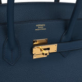 Hermes Birkin 35 Bleu De Prusse Togo Gold Hardware