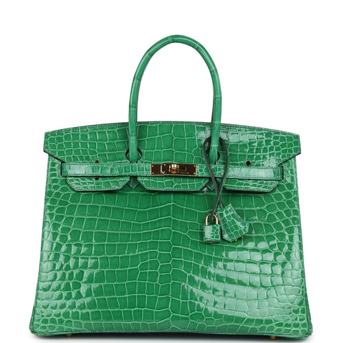 Pre-Owned Hermes Birkin 35 Cactus Shiny Porosus Crocodile Gold Hardware Payment 2