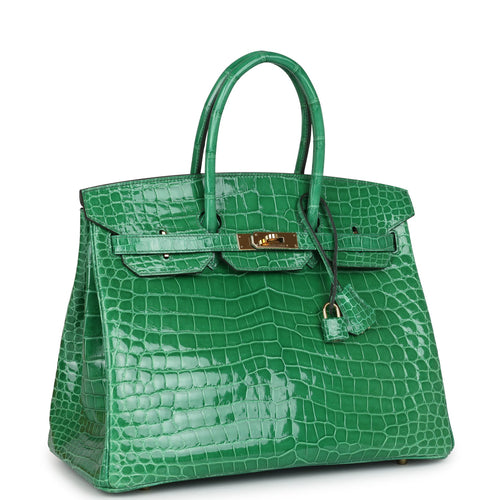 Pre-Owned Hermes Birkin 35 Cactus Shiny Porosus Crocodile Gold Hardware Payment 2