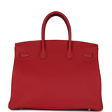 Pre-owned Hermes Birkin 35 Rouge Casaque Togo Gold Hardware