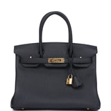 Hermes Birkin 30 Black Togo Gold Hardware