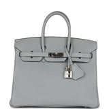 Pre-owned Hermes Birkin 25 Gris Mouette Togo Palladium Hardware