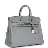 Pre-owned Hermes Birkin 25 Gris Mouette Togo Palladium Hardware