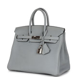 Pre-owned Hermes Birkin 25 Gris Mouette Togo Palladium Hardware