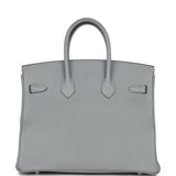 Pre-owned Hermes Birkin 25 Gris Mouette Togo Palladium Hardware