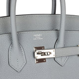 Pre-owned Hermes Birkin 25 Gris Mouette Togo Palladium Hardware