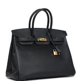 Pre-owned Hermes Birkin 35 Black Epsom Gold Hardware