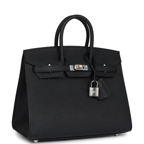 Hermes Birkin Sellier 25 Black Epsom Electrum Hardware