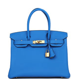 Hermes Birkin 30 Bleu Hydra Togo Gold Hardware