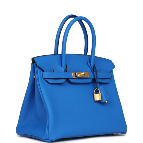 Hermes Birkin 30 Bleu Hydra Togo Gold Hardware