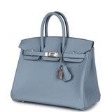 Hermes Birkin 25 Bleu Lin Swift Palladium Hardware