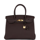 Hermes Birkin 30 Chocolat Togo Gold Hardware