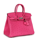 Hermes Birkin 25 Rose Tyrien Ostrich Palladium Hardware