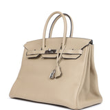 Pre-owned Hermes Birkin 35 Trench Togo Palladium Hardware