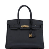 Hermes Birkin 30 Black Togo Gold Hardware