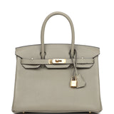 Pre-owned Hermes Birkin 30 Sauge Clemence Gold Hardware