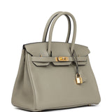 Pre-owned Hermes Birkin 30 Sauge Clemence Gold Hardware