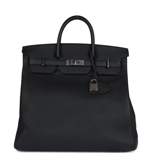 Pre-owned Hermes HAC Birkin 40 Black Togo Palladium Hardware