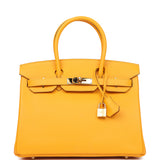 Pre-owned Hermes Birkin 30 Jaune D'or Epsom Gold Hardware