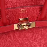 Pre-owned Hermes Birkin 35 Rouge Casaque Togo Gold Hardware