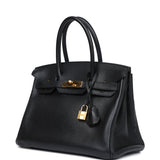 Pre-owned Hermes Birkin 30 Black Novillo Gold Hardware