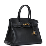 Pre-owned Hermes Birkin 30 Black Novillo Gold Hardware