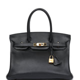 Pre-owned Hermes Birkin 30 Black Novillo Gold Hardware