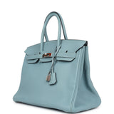 Pre-owned Hermes Birkin 35 Ciel Togo Palladium Hardware