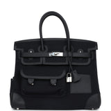 Hermes Birkin 35 Cargo Black Swift and Toile H Canvas Palladium Hardware