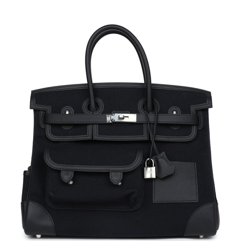 Hermes Birkin 35 Cargo Black Swift and Toile H Canvas Palladium Hardware