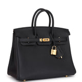 Pre-owned Hermes Birkin 25 Black Togo Gold Hardware