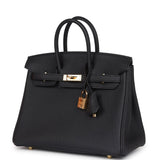 Pre-owned Hermes Birkin 25 Black Togo Gold Hardware