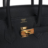 Pre-owned Hermes Birkin 25 Black Togo Gold Hardware