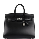 Hermes Birkin Sellier 25 Black Box Palladium Hardware