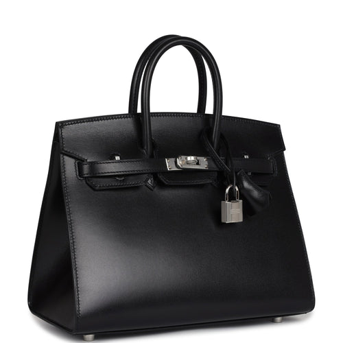 Hermes Birkin Sellier 25 Black Box Palladium Hardware