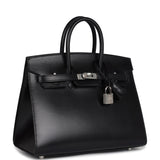 Hermes Birkin Sellier 25 Black Box Palladium Hardware