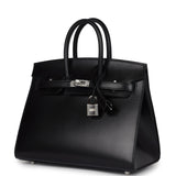Hermes Birkin Sellier 25 Black Box Palladium Hardware