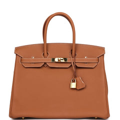 Pre-owned Hermes Birkin 35 Gold Togo Gold Hardware