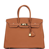 Pre-owned Hermes Birkin 35 Gold Togo Gold Hardware