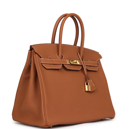 Pre-owned Hermes Birkin 35 Gold Togo Gold Hardware