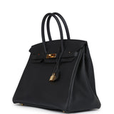 Pre-owned Hermes Birkin 35 Black Togo Gold Hardware