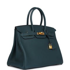 Hermes Birkin 35 Vert Cypress Togo Gold Hardware