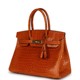 Hermes Birkin 30 Pain D' Epice Shiny Porosus Crocodile Gold Hardware