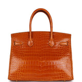 Hermes Birkin 30 Pain D' Epice Shiny Porosus Crocodile Gold Hardware