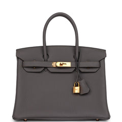 Pre-owned Hermes Birkin 30 Etain Togo Rose Gold Hardware