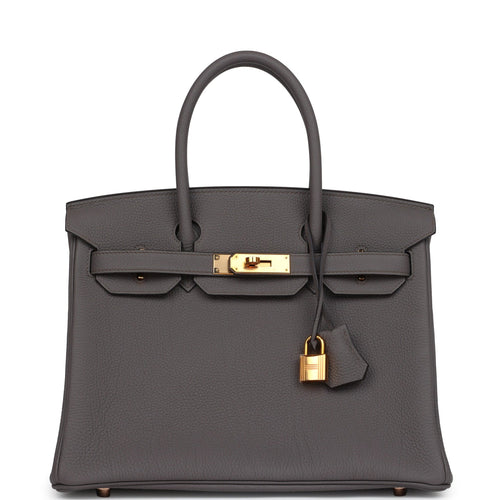 Pre-owned Hermes Birkin 30 Etain Togo Rose Gold Hardware