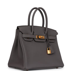 Pre-owned Hermes Birkin 30 Etain Togo Rose Gold Hardware